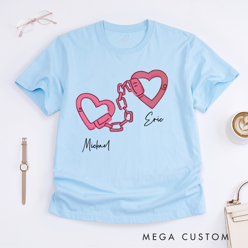 Personalized Police Heart Handcuffs Design with Romantic and Playful Style Gift for Wife Police Officer T-Shirt