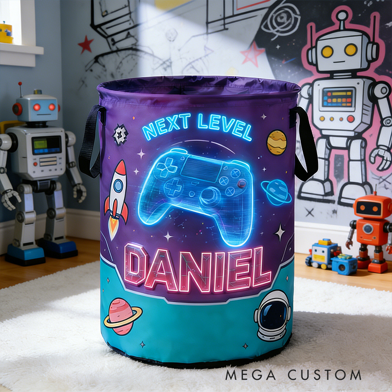 Personalized Galaxy Game Controller Collapsible Storage Basket for Laundry Toys Organizer Game Lover Gift for Kids