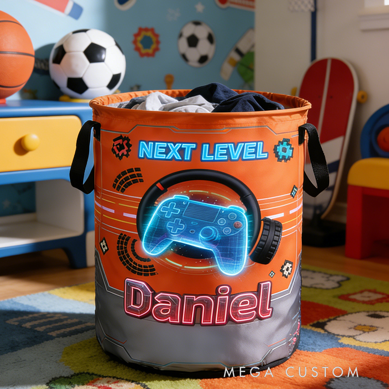 Personalized Mechanical Game Controller Collapsible Storage Basket for Laundry Toys Organizer Game Lover Gift for Kids