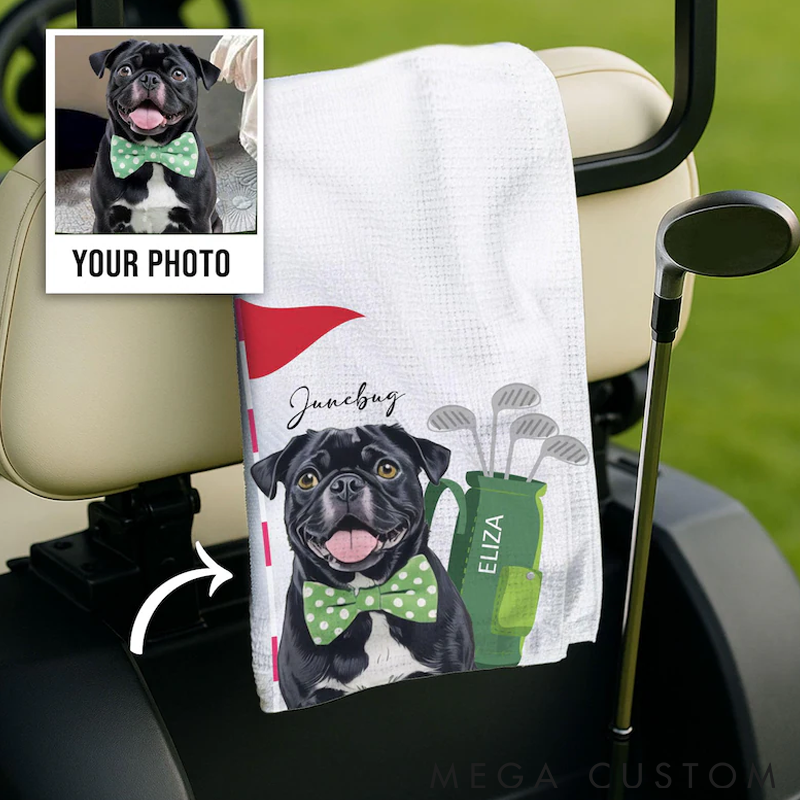Personalized Pet Lover Custom Golf Towel with Pet Photo Golf Towel
