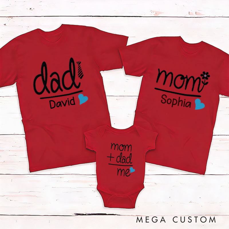 Personalized Dad+Mom=Me Family Matching Outfit Customize Family Names