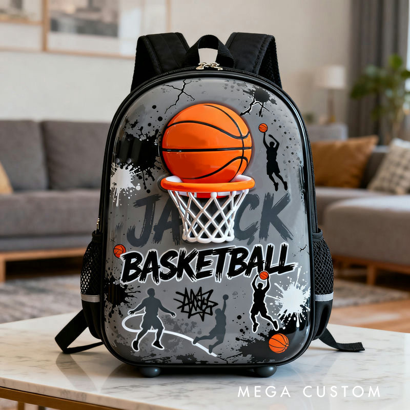Personalized Basketball Backpack with Fiery Design and Custom Name for Take Your Game Everywhere