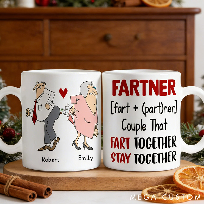 Personalized Funny Couple Mug Fart Together Stay Together Couple Mug Valentine's Gift for Funny Couple Naughty Coffee Mug for Him Her