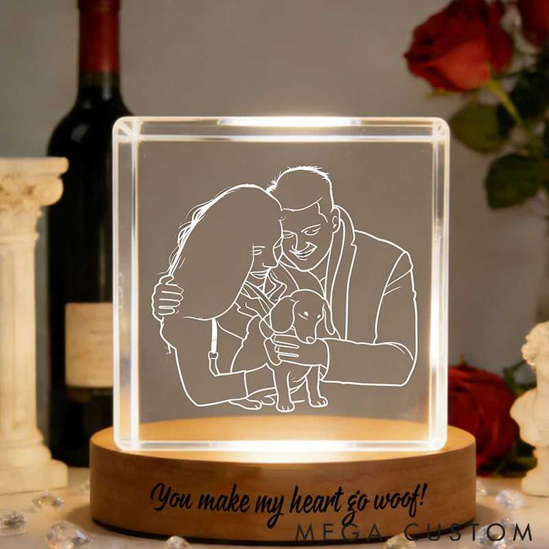 Personalized Pet Lover 3D Crystal Paws Love and Forever Crystal Night Light