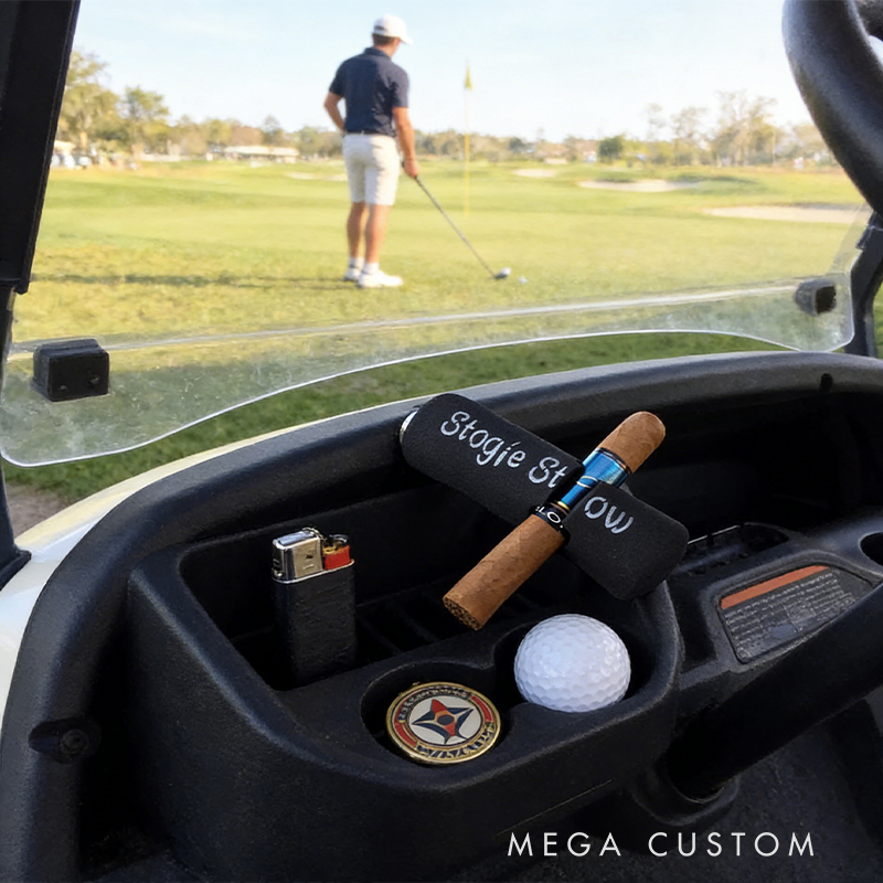 Personalized Stogie Stow Magnetic Golf Cart Cigar Holder – Secure Cigar Rack for Golfers (Fits All Sizes)
