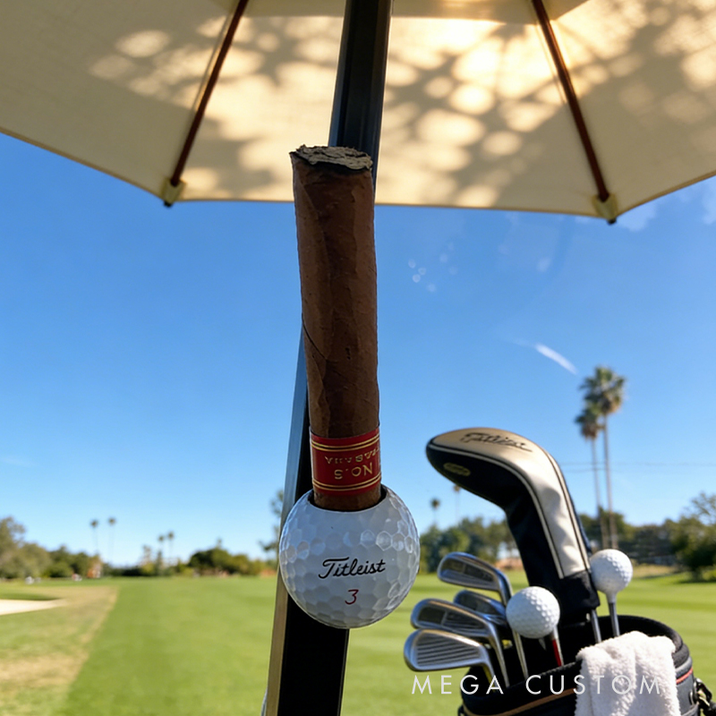 Personalized Golf Ball Magnetic Cigar Holder – Golf Cart Cigar Rack for Cigar Lovers (Fits Standard Cigars)