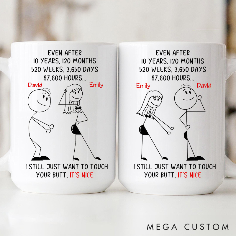 Personalized Couple Anniversary Mug Want To Touch Your Butt Custom Coffee Mug Gift for Husband Wife Valentines Gift for Him Her