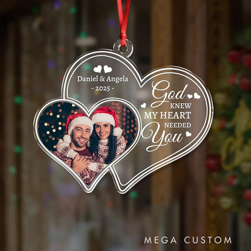 Personalized God Knew My Heart Needed you Acrylic Christmas Couple Ornament with Name Valentine's Day Gift Religious Gift for Couple