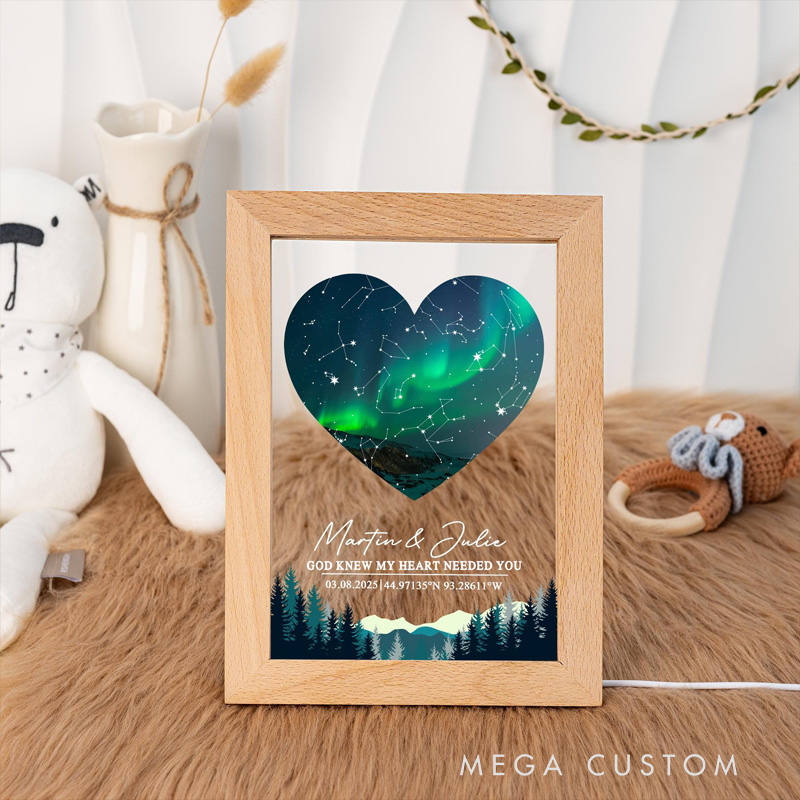 Personalized God Knew My Heart Needed You Star Map LED Night Light with Name and Date Valentines Day Gift Anniversary Gift Romantic Gift for Couple