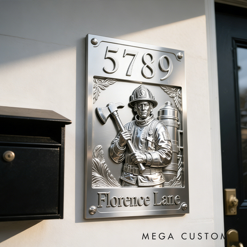 Personalized Metal Firefighter Door Sign Custom Text Perfect Housewarming Holiday Anniversary Gift