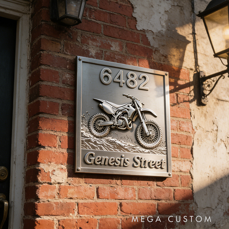 Personalized Off‑Road Motorcycle Wall Sign Metal Door Plate Custom Name Ideal Gift for Biker Lovers
