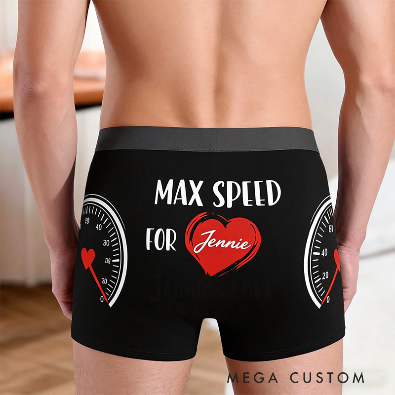 Personalized Max Speed For Name Boxer Briefs Custom Valentine Gift for Husband or Boyfriend Race Car Lovers