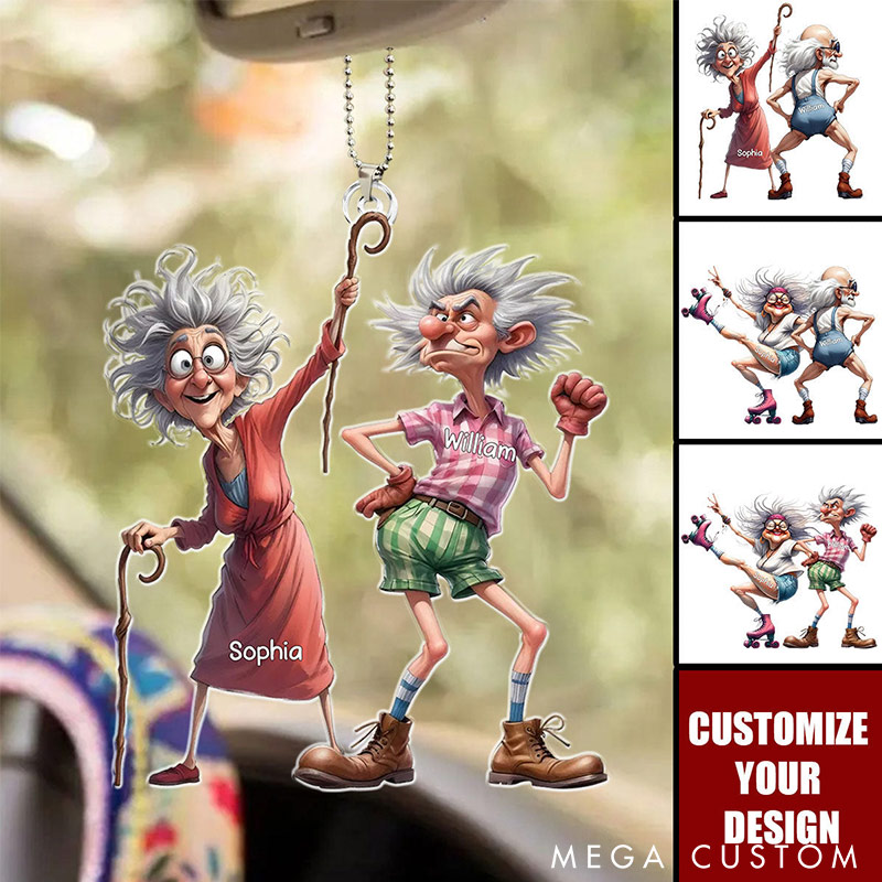 Personalized Quirky Funny Old Couple Elderly Couple Acrylic Ornament for Girlfriend Boyfriend Valentine's Day Gift for Newlyweds Gift for Wife Husband