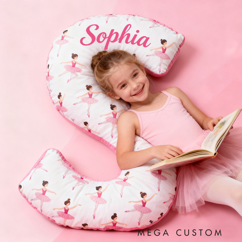 Personalized Ballet Dancers Pillow With Your Own Name Soft Stuffed Toy for Kids Unique Decorative Cushion for Girls' Room