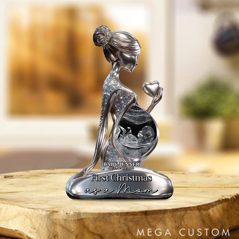 Personalized Pregnancy Custom Shaped Upload Ultrasound Photo Acrylic Plaque Gift for Mother's Day 