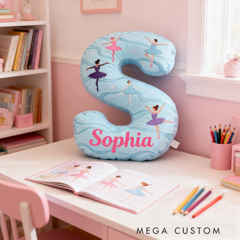 Personalized Graphic 3D Print Ballet Pillow With Your Own Name Soft Stuffed Toy for Kids Unique Decorative Cushion for Girls' Room
