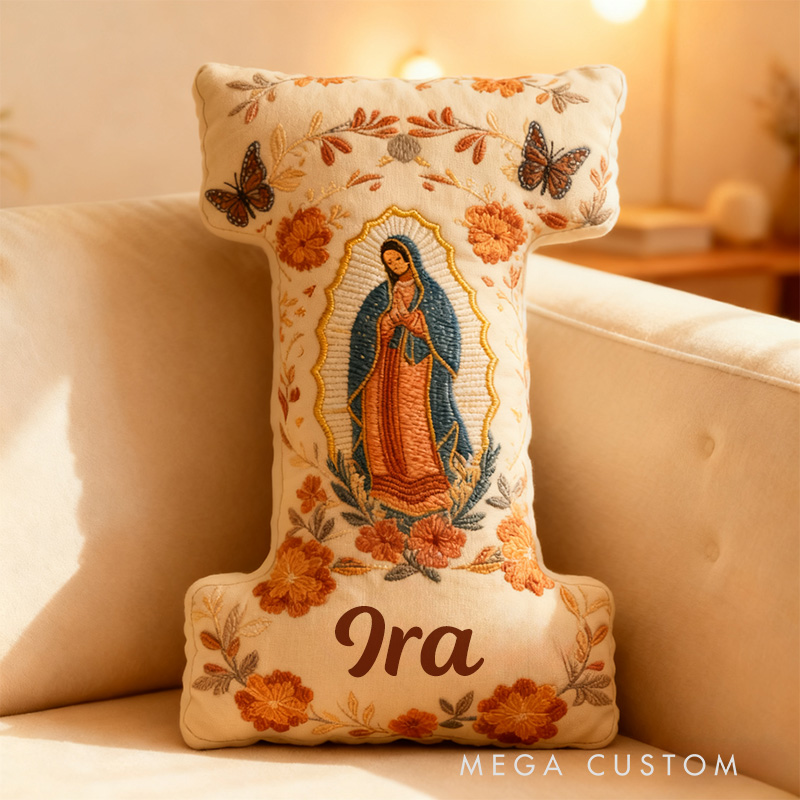 Personalized Our Lady of Guadalupe Letter Pillow with Custom Name Home Decor Religious Gift Catholic Gift for Women Graphic 3D Print