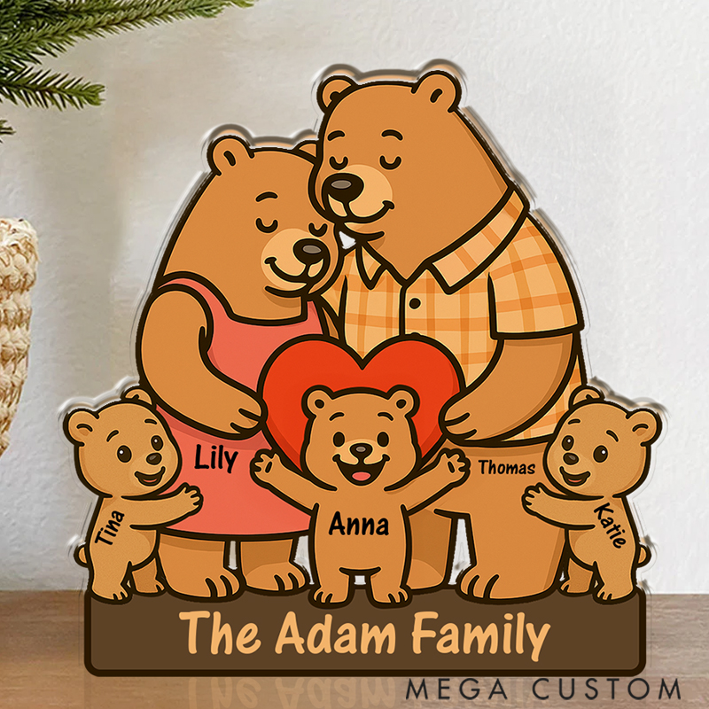 Personalized Custom Shaped Acrylic Plaque Love Bear Family Gift for Family