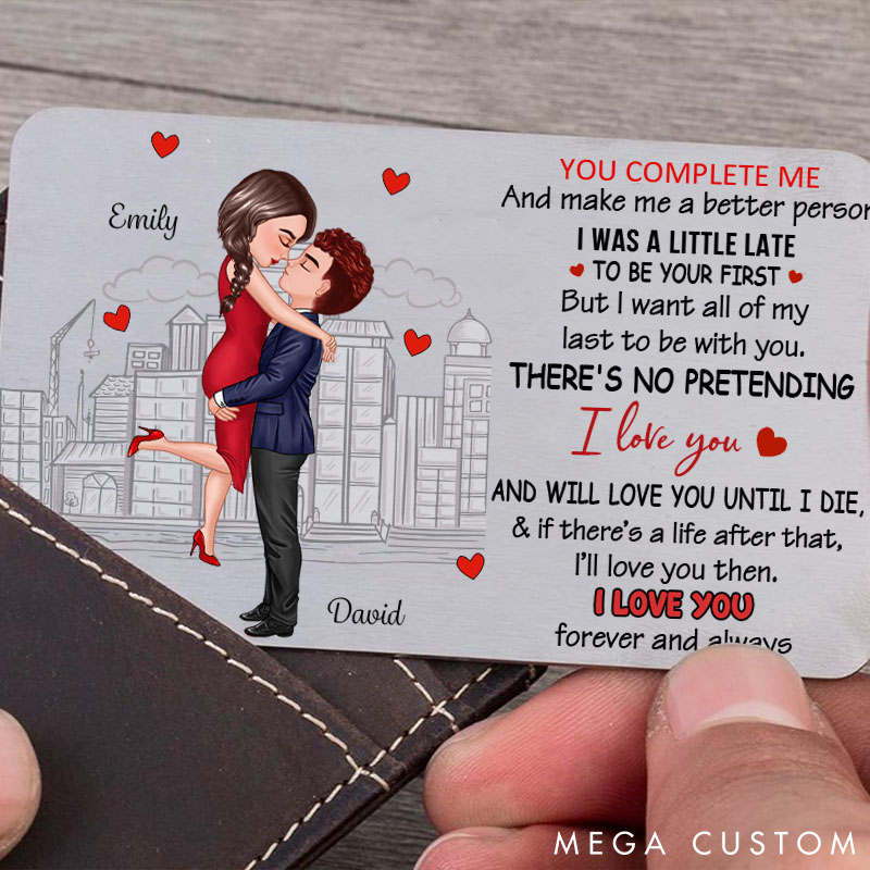 Personalized Love Poem Wallet Insert with Cityscape Romantic Wallet Accessories for Husband Couple Valentine's Gift for Boyfriend
