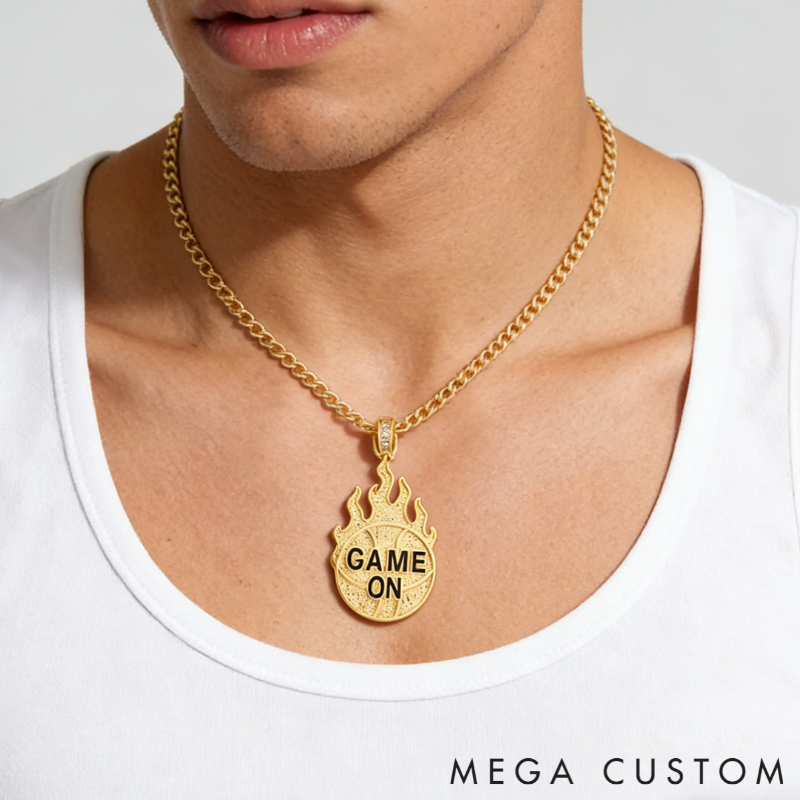 Custom Basketball Pendant Necklace – Personalized Text on Basketball Design for Basketball Enthusiasts