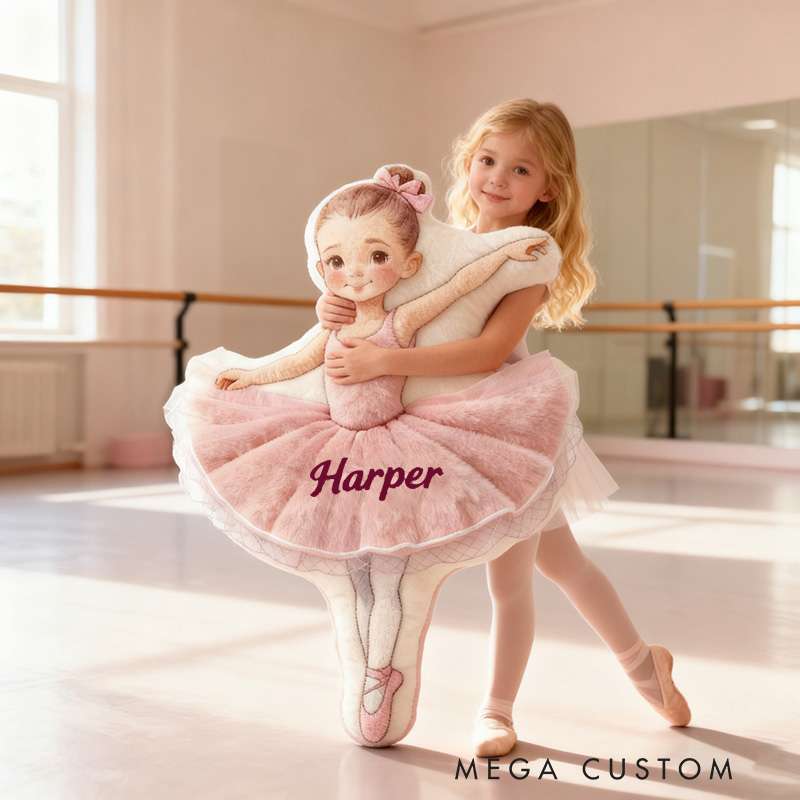 Personalized Ballet Girls Pillow with Your Name Soft Stuffed Toy for Kids Unique Decorative Cushion for Girls' Room