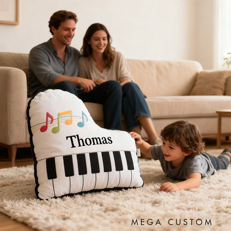 Personalized Graphic 3D Print Piano Pillow With Your Own Name Soft Stuffed Toy for Kids Music Lovers Unique Decorative Cushion for Kids' Room and Music Room