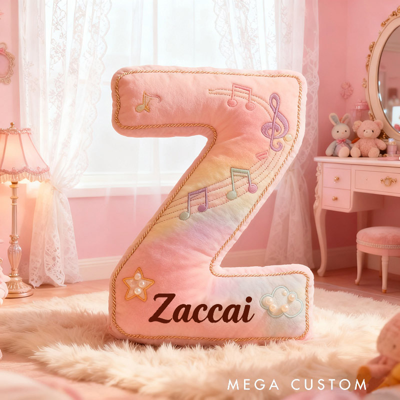 Personalized Graphic 3D Print Colorful Notes Music Pillow with Your Own Name Soft Stuffed Toy for Kids Music Lovers Decorative Cushion for Girls' Room and Music Room