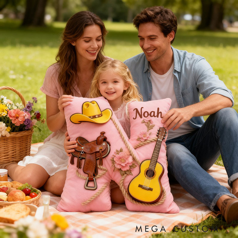 Personalized Graphic 3D Print Cowboy Hat and Saddle-Themed Throw Pillows Customizable with Your Name Perfect Gift for Her Music Lovers and Horseback Riding Enthusiasts