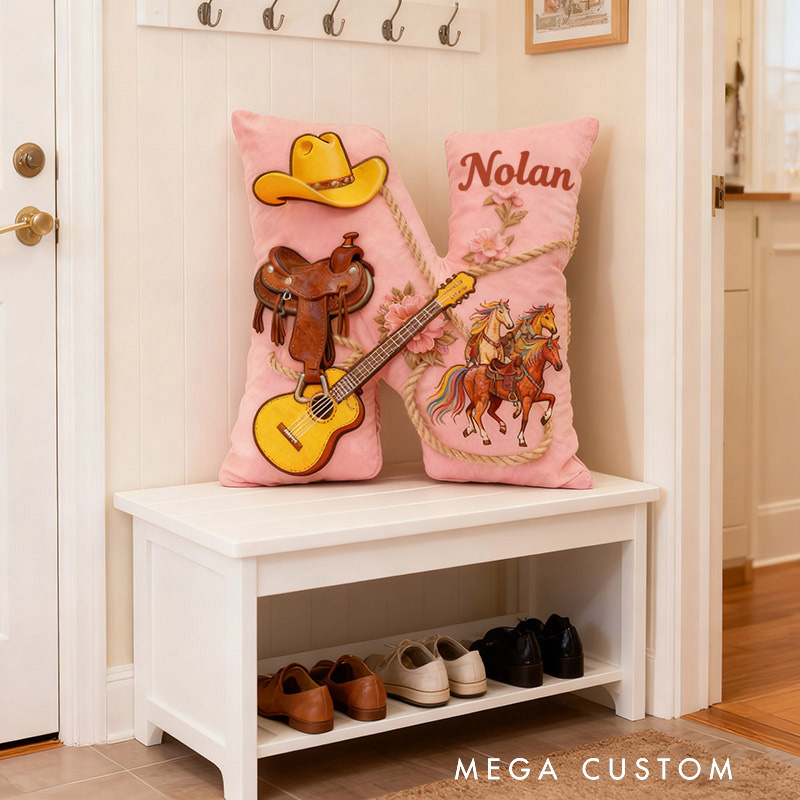 Personalized Graphic 3D Print Western Cowboy Country Music Throw Pillows Customizable with Your Name Perfect Gift for Her Music Lovers and Horseback Riding Enthusiasts