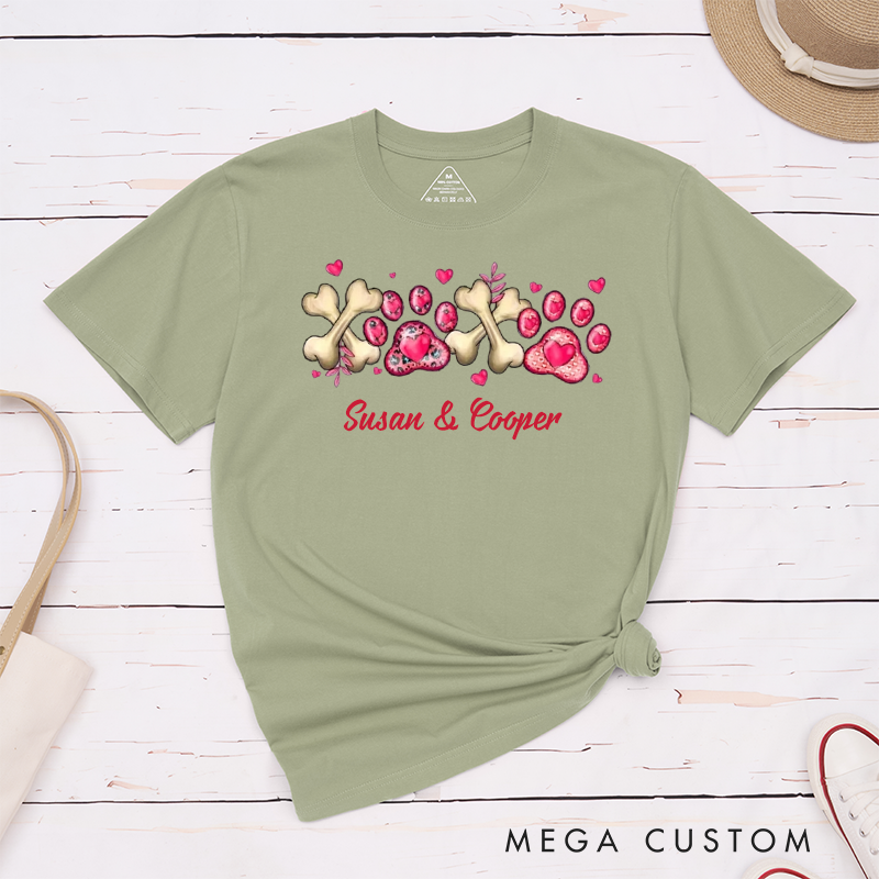 Personalized Pet Lover Valentine Pet Paw T-Shirt