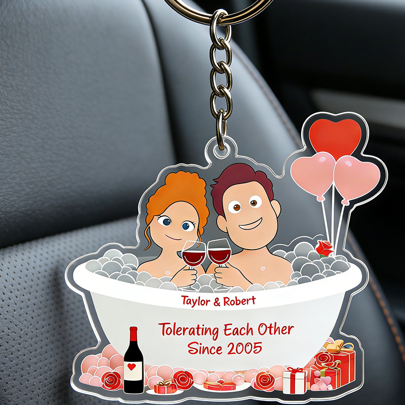 Personalized Couple Funny Bathub Keychain