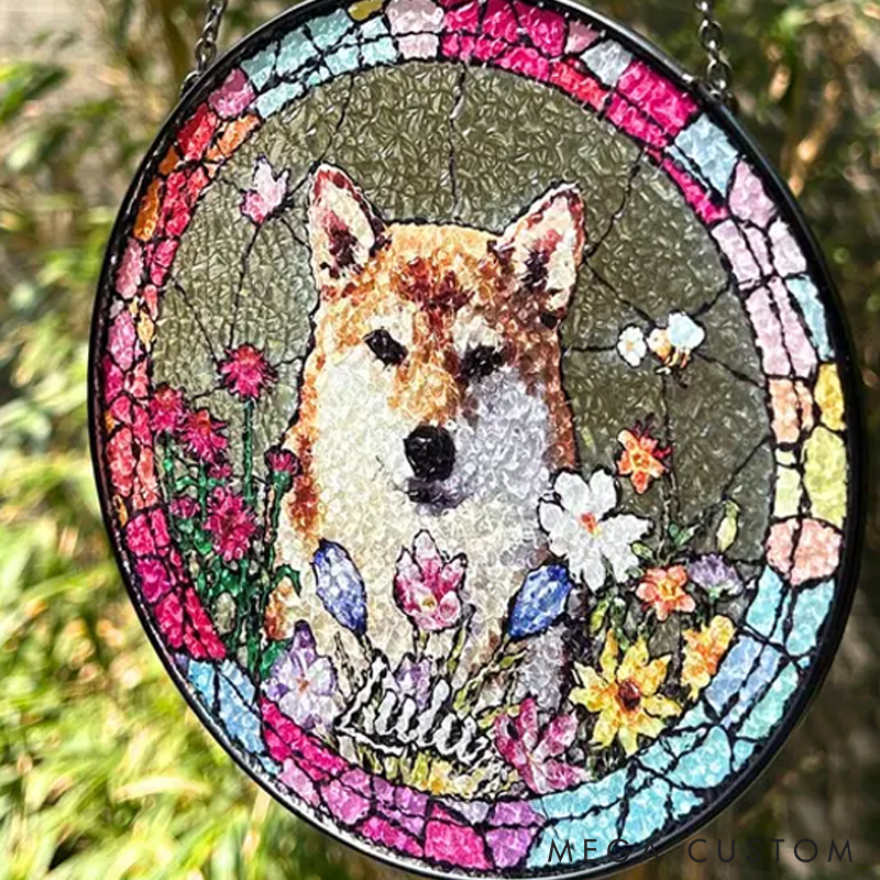 Personalized Pet Lover Funny Pet Portrait Sun Catcher