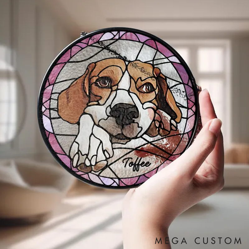 Personalized Pet Lover Custom Pet Portrait from Photo Sun Catcher