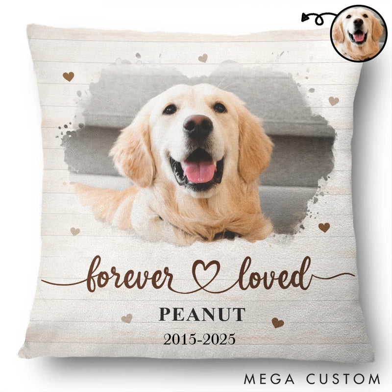 Personalized Pet Lover Custom Photo Forever Loved Memorial Pet Family Throw Pillows