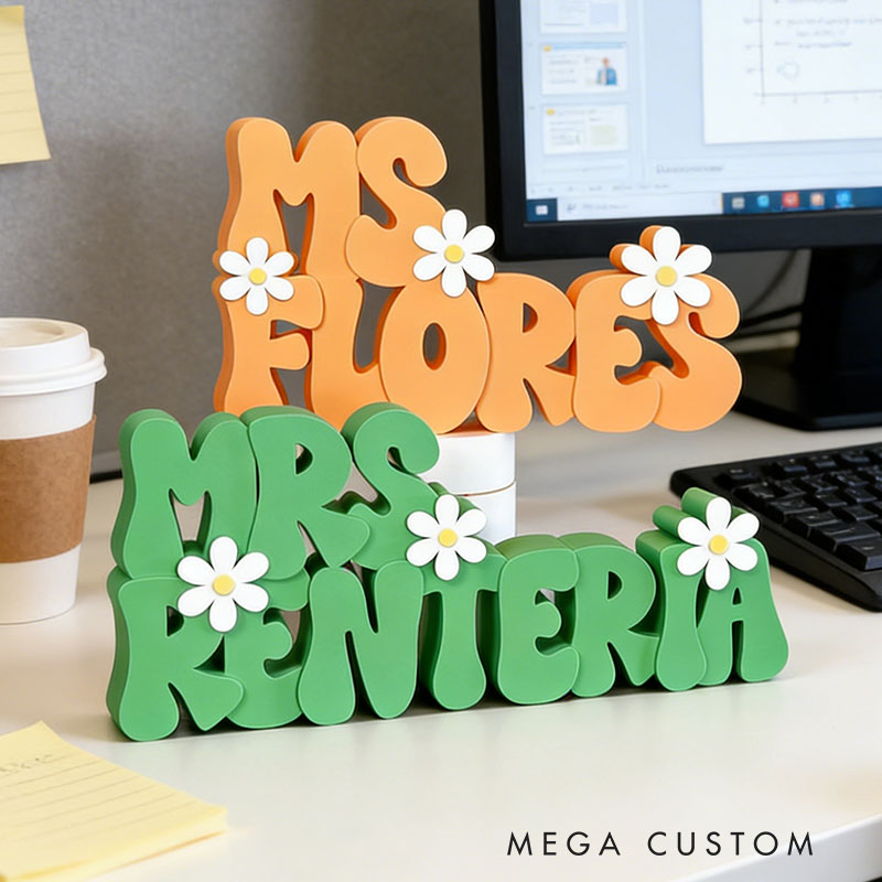 Personalized Daisy Design Desk Name Plate Custom Name Perfect Back to School Teacher Holiday Gift
