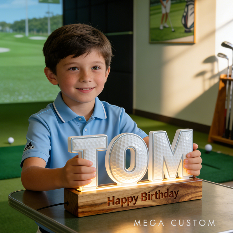 Personalized Elegant Golf LED Night Light Custom Name and Message Perfect Holiday Gift for Golf Enthusiasts