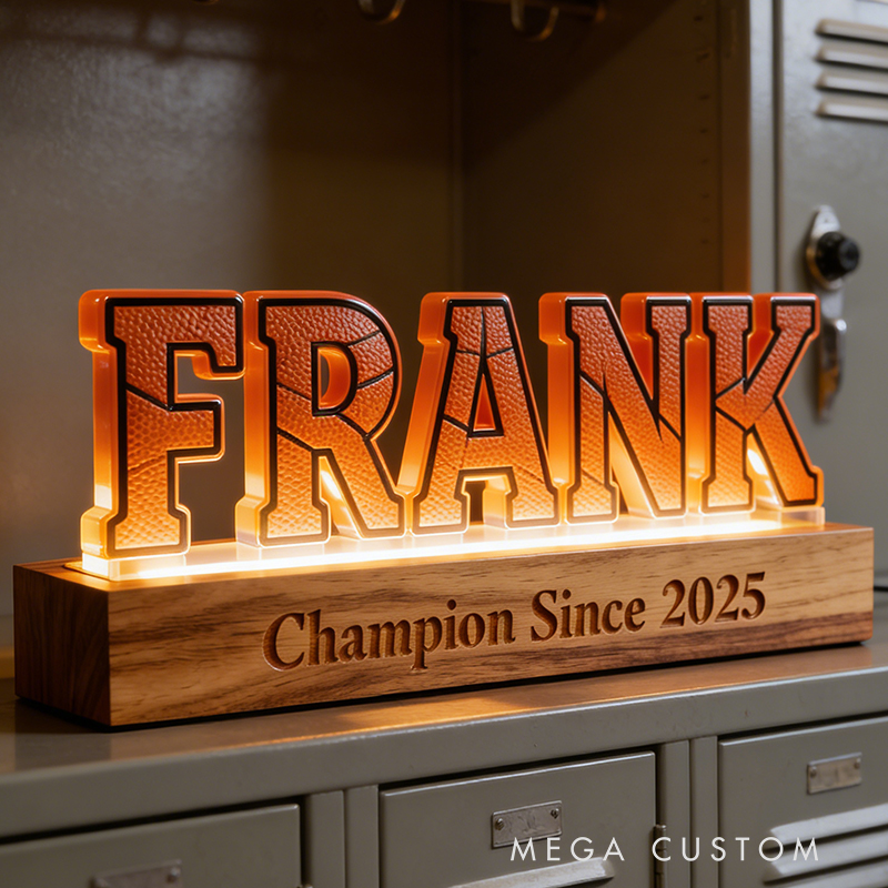 Personalized Basketball LED Night Lamp Custom Name Text Perfect Birthday Gift for Basketball Lovers