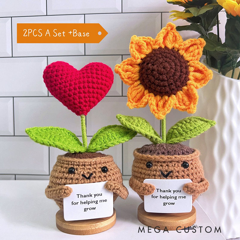 Personalized Adorable Crochet Plant Decor Custom Message Perfect Emotional Support Holiday Gift