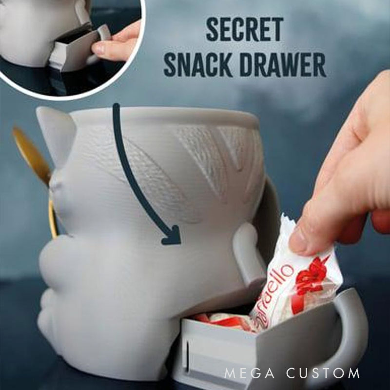 Cat Ice Cream Pint Holder 3D Printed with Spoon Slots & Snack Drawer 16oz Gift for Cat Lovers