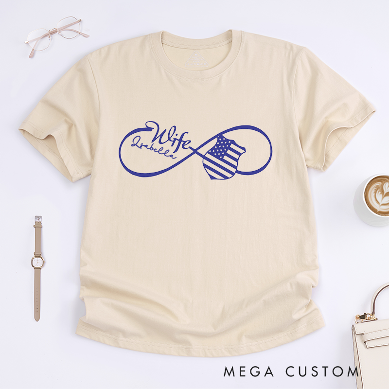 Personalized Police Wife Infinity Design Design Gift for Wife Police Officer T-Shirt