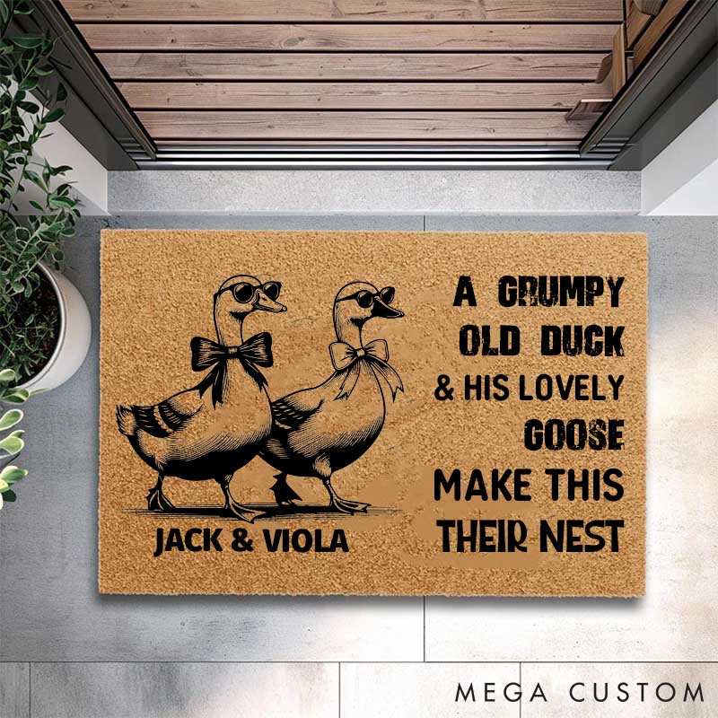 Personalized Duck and Goose Doormat A Grumpy Old Duck and His Lovely Goose Couple Doormat Anniversary Gift for Couple