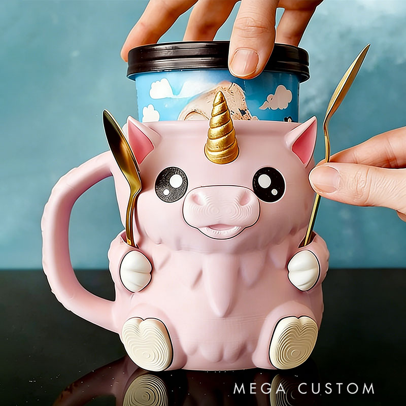 Dream Horse Ice Cream Pint Holder 3D Printed with Spoon Slots & Snack Drawer