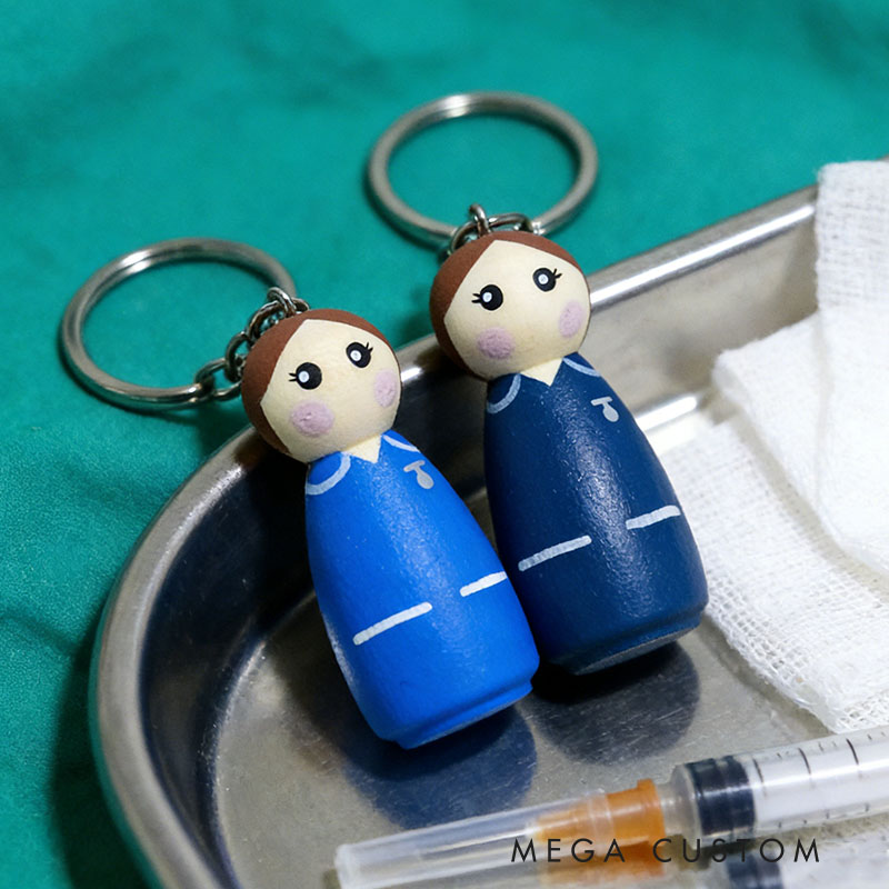 Personalized Nurse Puppet Keychain Custom Name Perfect Choice for Nurses Holiday Gift