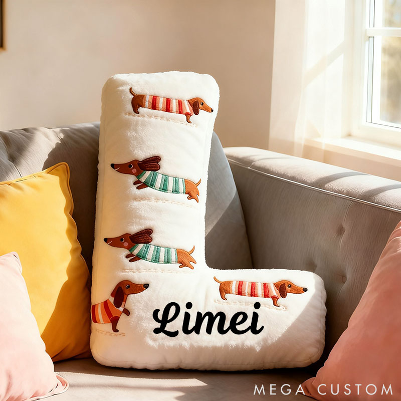 Personalized Dog Lover Dachshund Letter Pillow with Custom Name Pillow