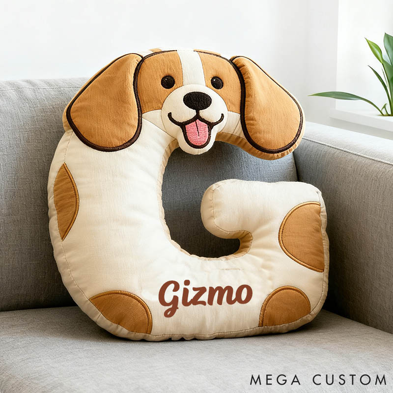 Personalized Dog Lover Letter Pillow with Custom Name Cartoon Pillow Graphic 3D Print
