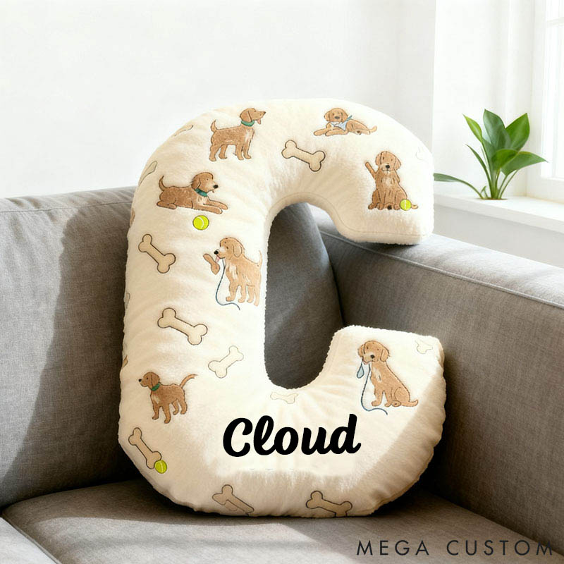 Personalized Dog Lover Labrador Letter Pillow with Custom Name Pillow Graphic 3D Print