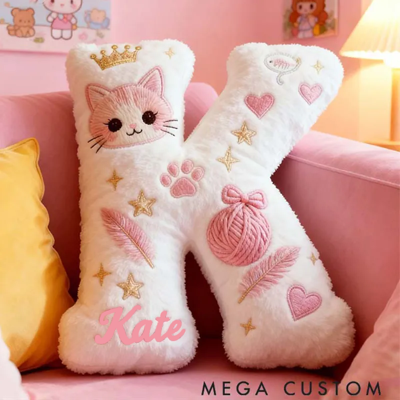 Personalized Cat Lover Funny Pink Cats Letter Pillow Graphic 3D Print Pillow