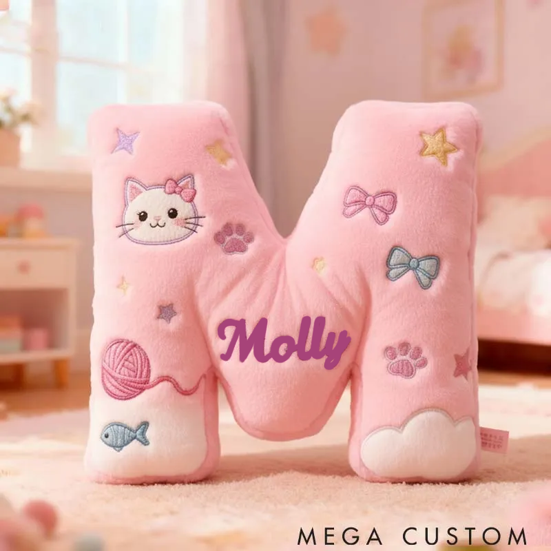 Personalized Cat Lover Fun Cat Letter Pillow Graphic 3D Print Pillow