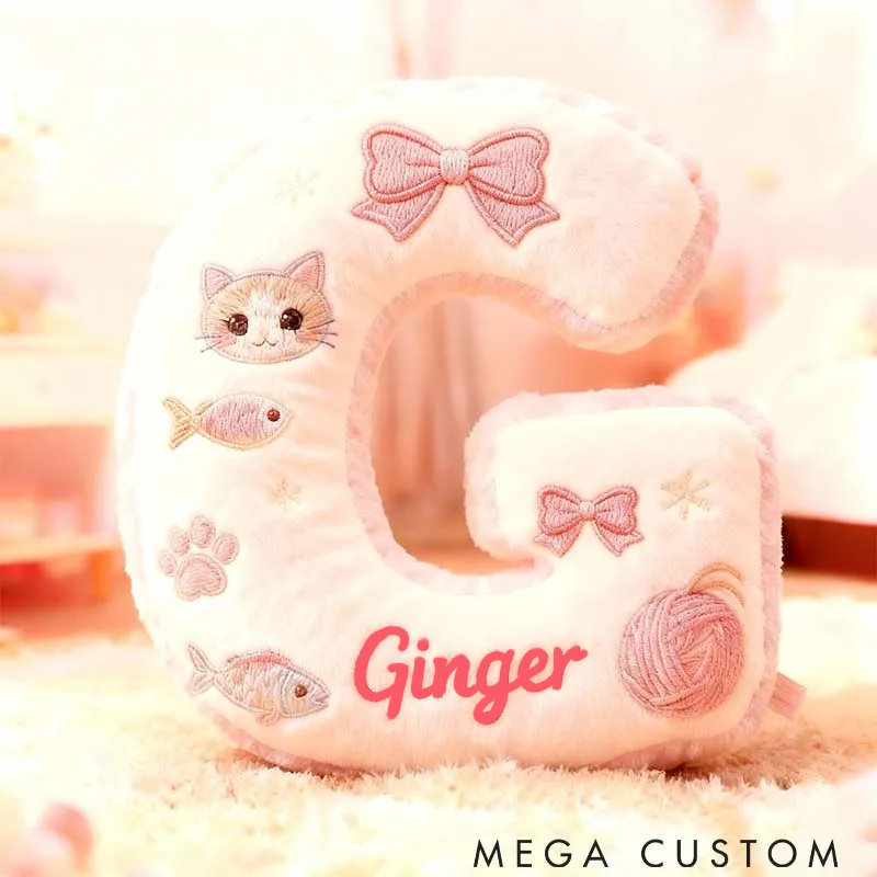 Personalized Cat Lover Cat Planet Letter Pillow Graphic 3D Print Pillow