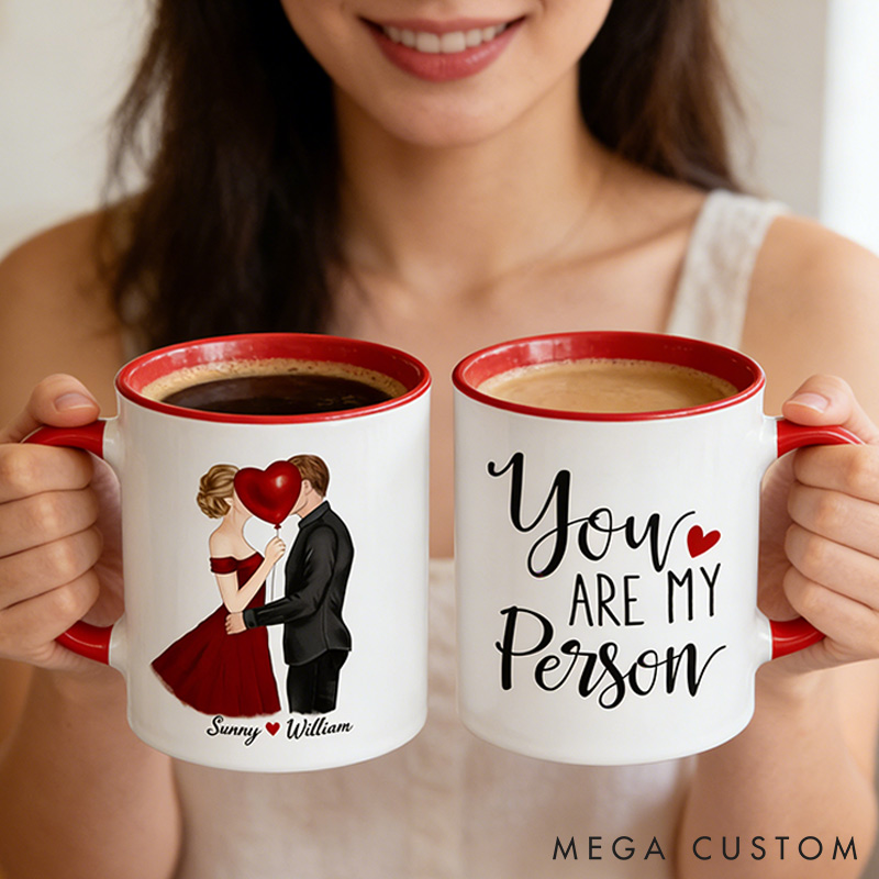 Personalized Kissing Couple You Are My Person Mug Valentine Gift for Wife Romantic Coffee Mug for husband Valentine Mug for Her Him